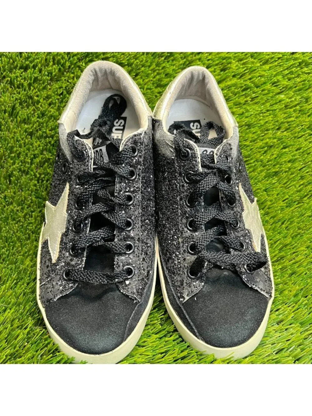 Golden Goose Super-Star Womens Size 5 Black Athletic Walking Shoes Sneakers